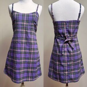 Brandy Melville Purple Plaid Mini Dress - Size Small